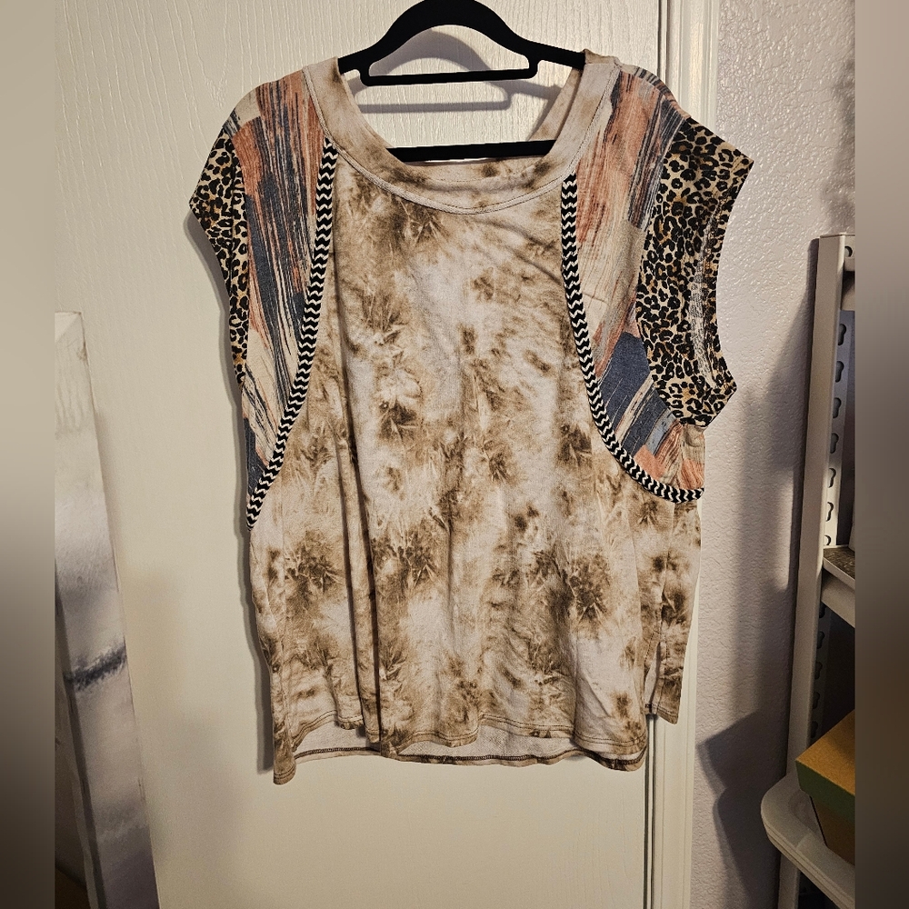 Women's Tie-Dye and Animal Print Top